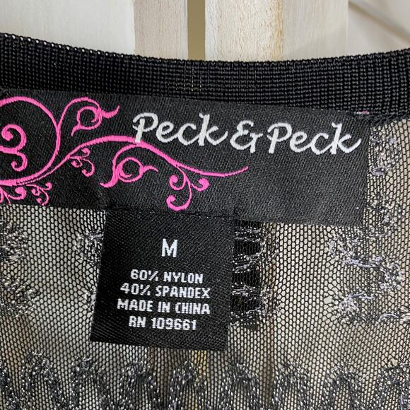 Peck & Peck black embroidered semi sheer tunic top - Picture 7 of 7